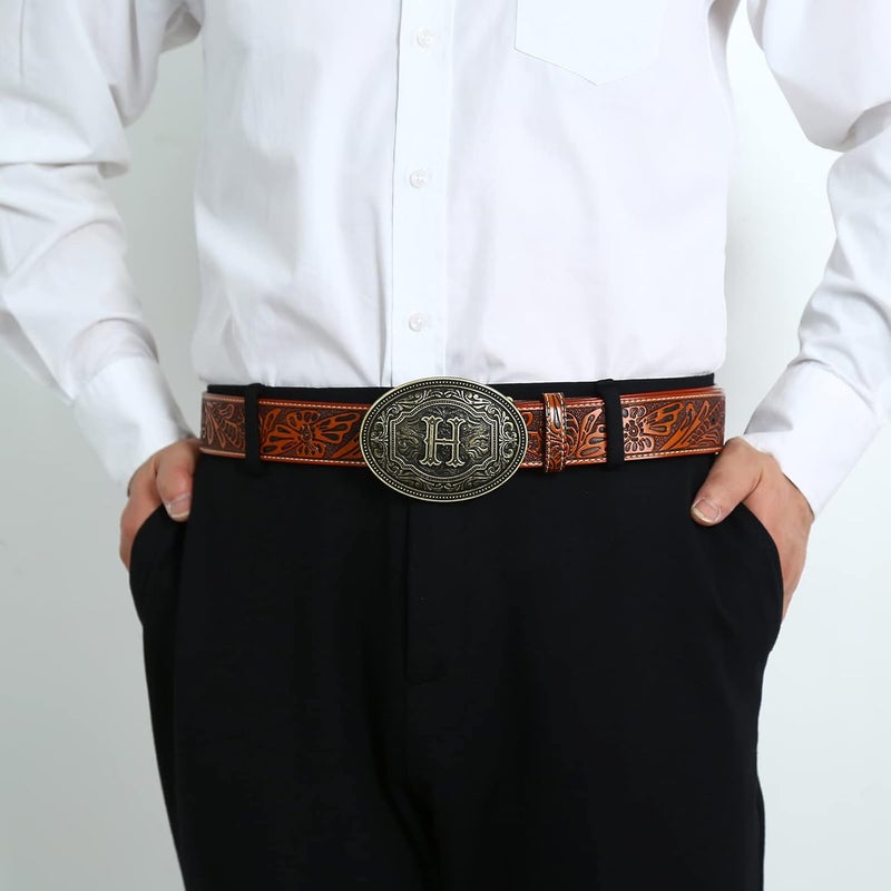 Fibbadet Store Belt Buckles Men Initial Letters A-Z Western Rodeo Cowboy Cowgirl Belt Buckle for Men Boys Halloween Birthday Party - Image 5